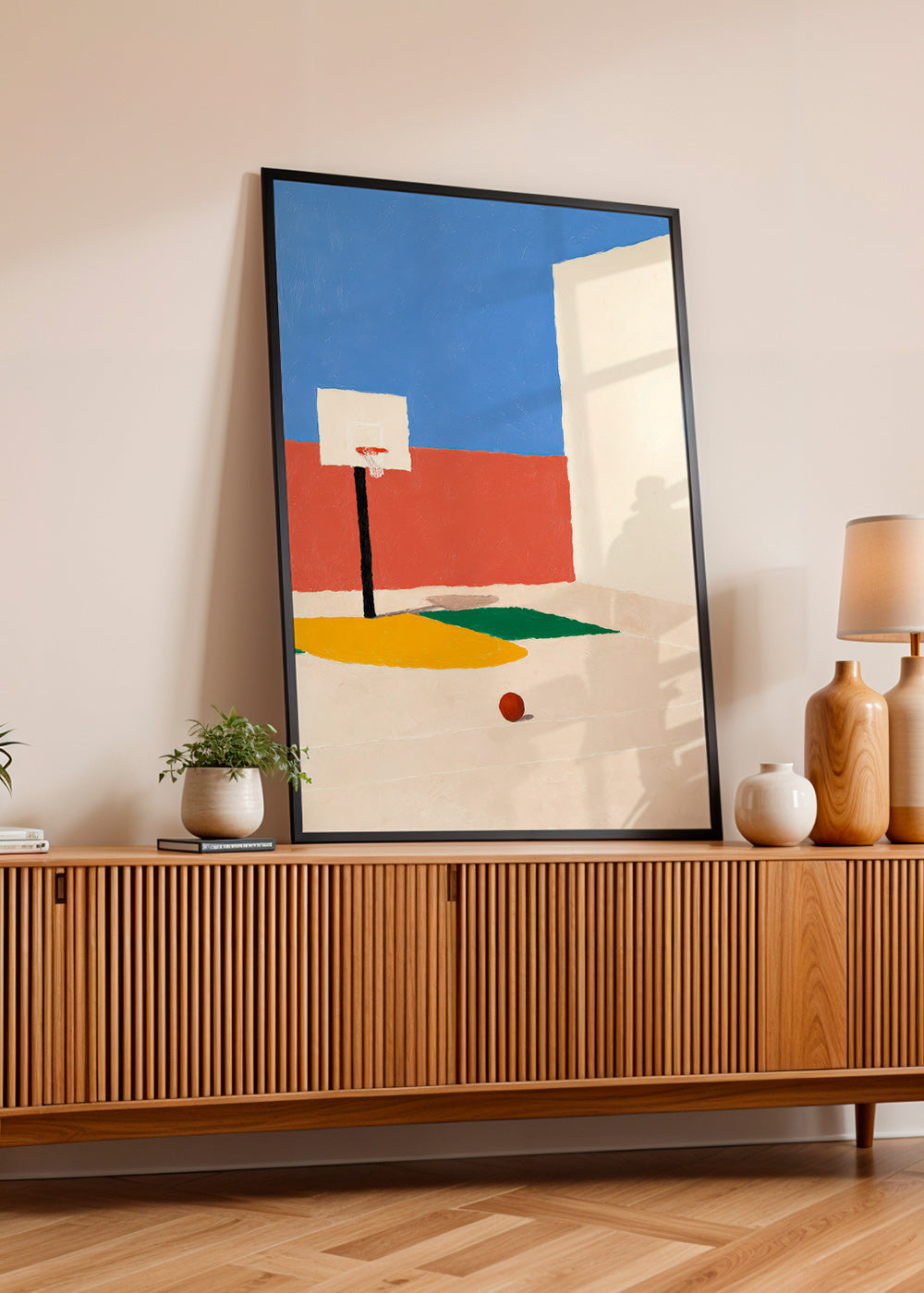 Arte desportiva: campo minimalista com bola