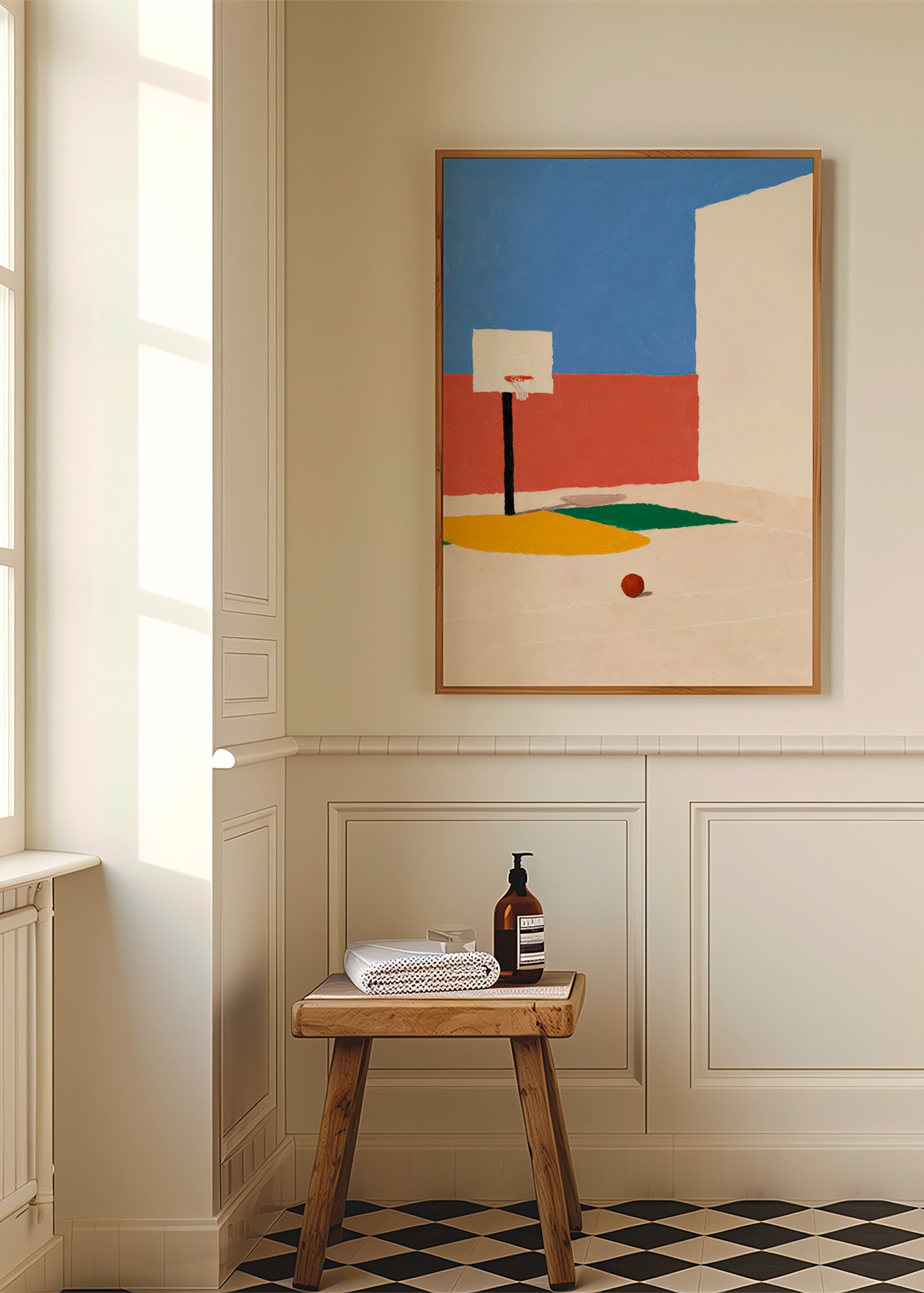 Arte desportiva: campo minimalista com bola