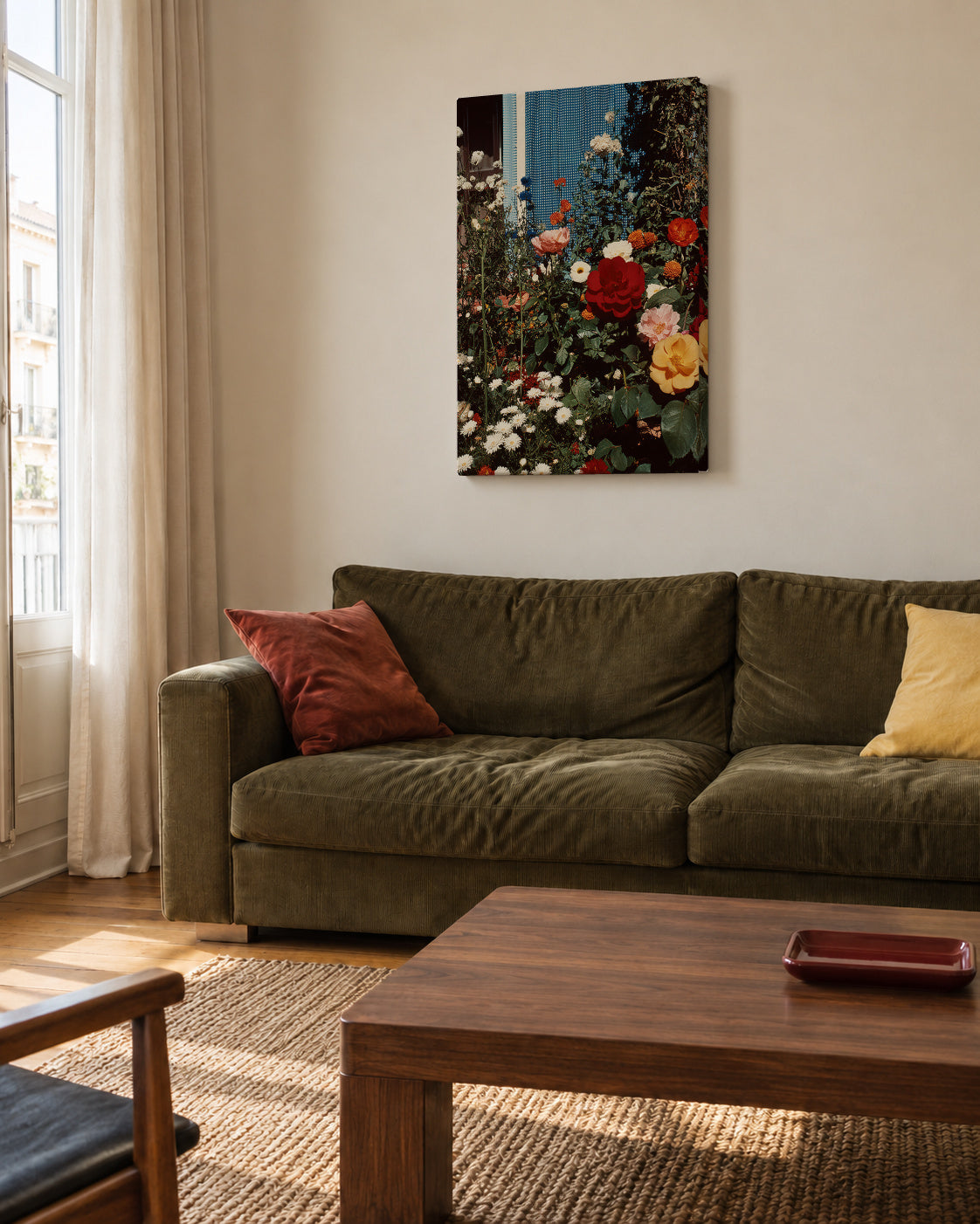 Rose Garden - Unframed canvas in an interior