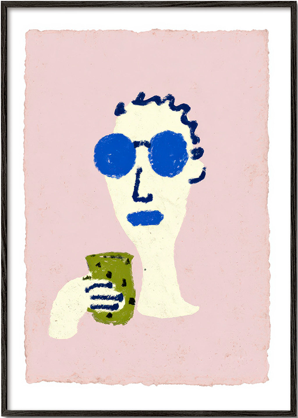 Ilustração retrato com óculos azuis