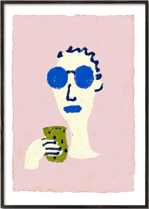 Ilustração retrato com óculos azuis