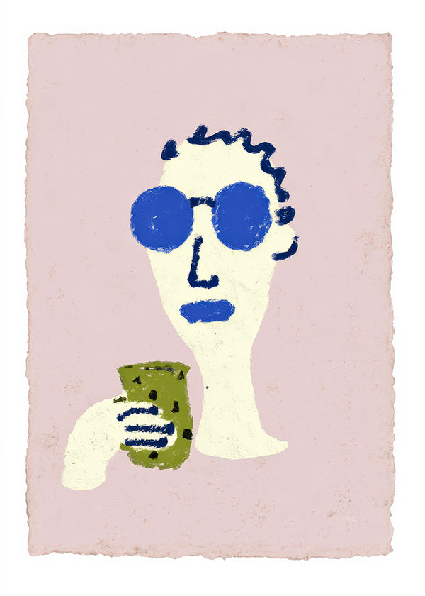 Ilustração retrato com óculos azuis