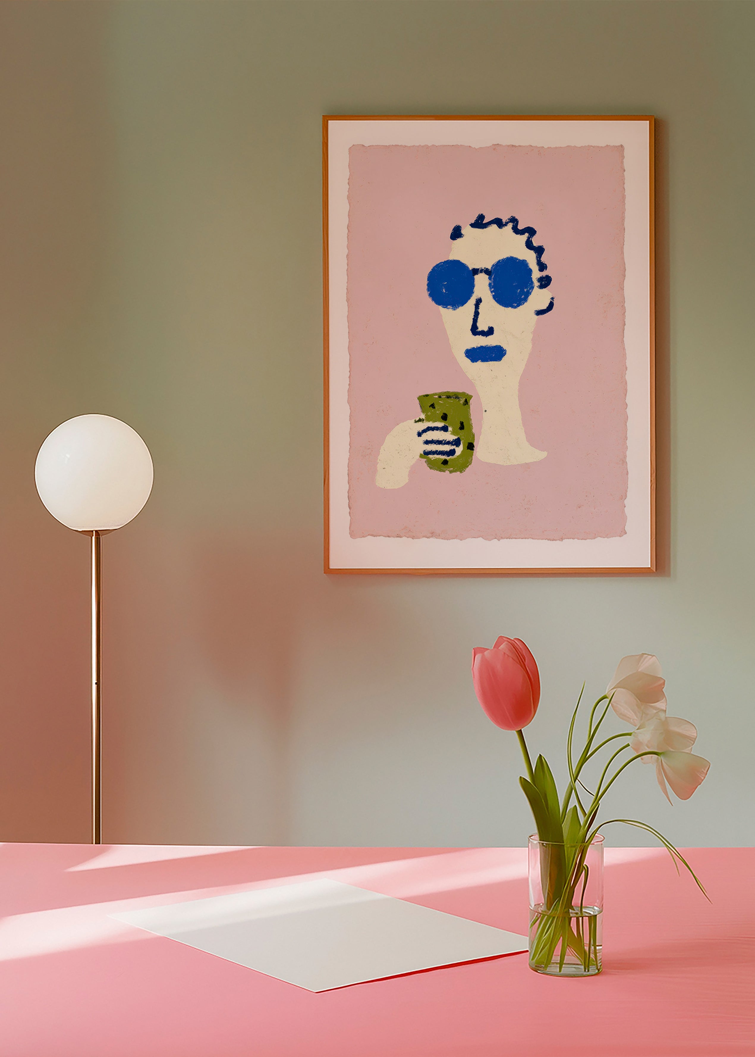 Ilustração retrato com óculos azuis