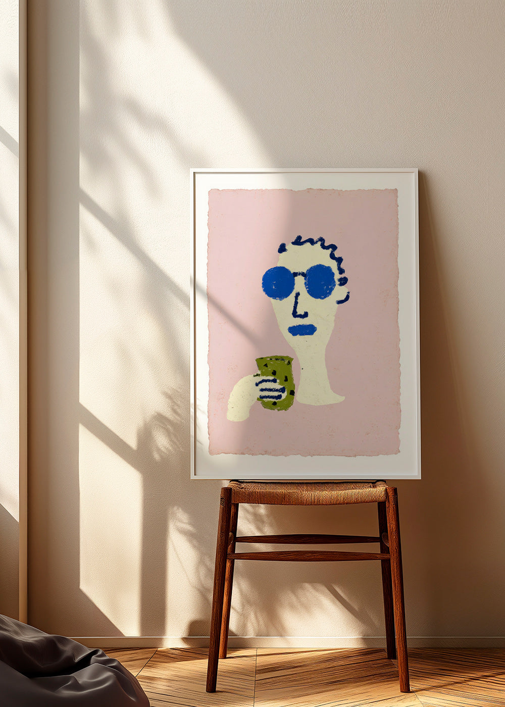 Ilustração retrato com óculos azuis