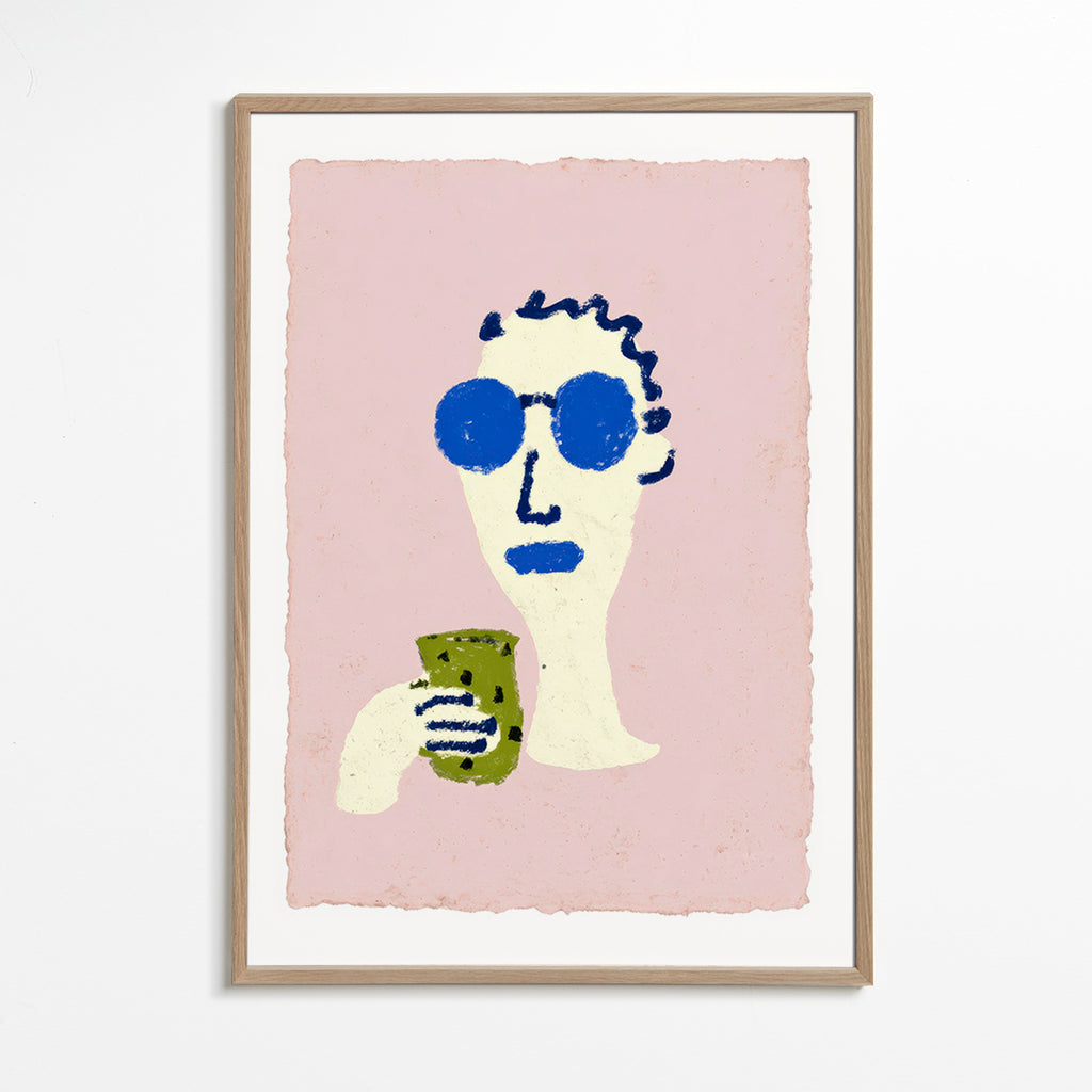 Ilustração retrato com óculos azuis
