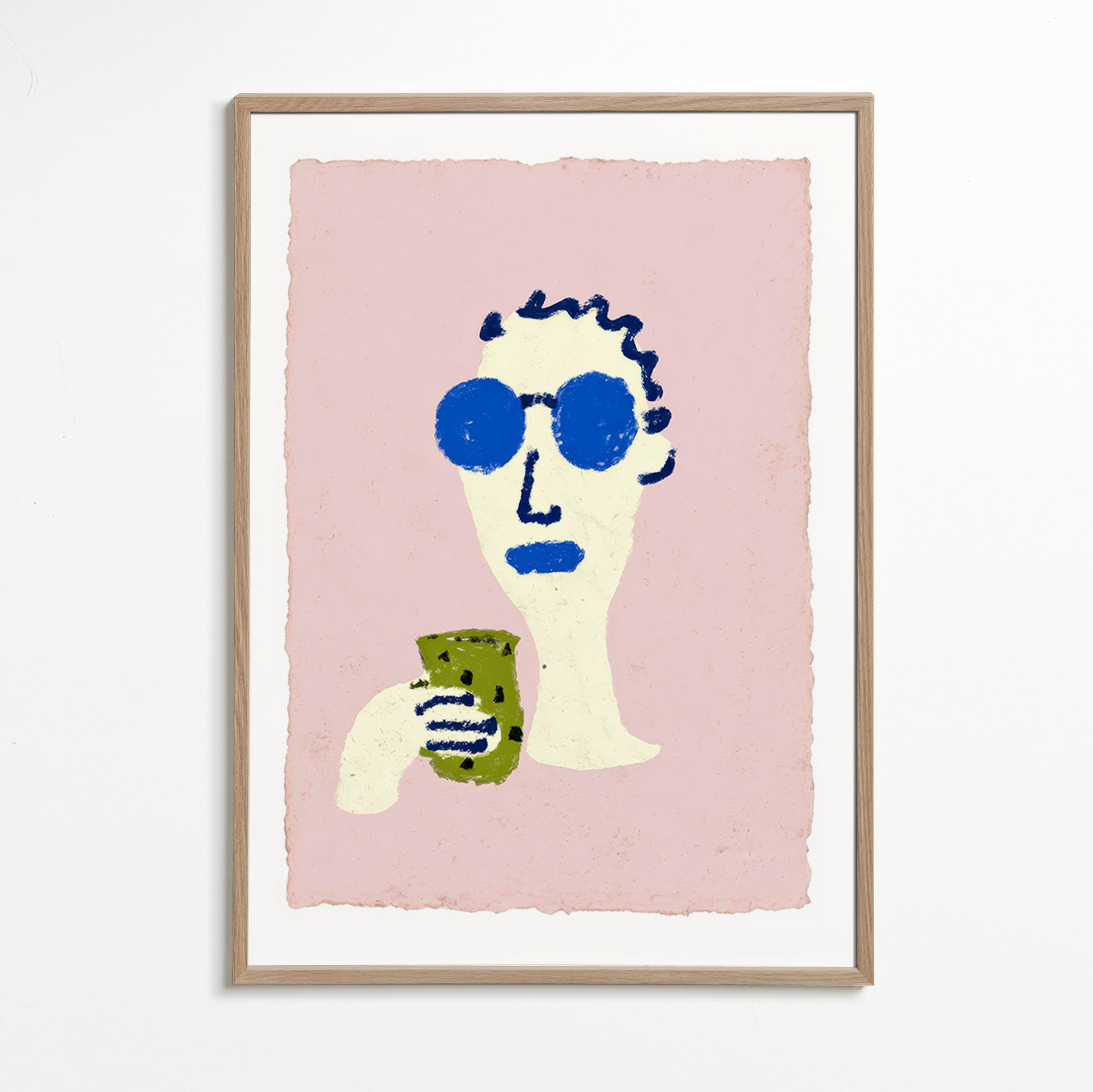 Ilustração retrato com óculos azuis
