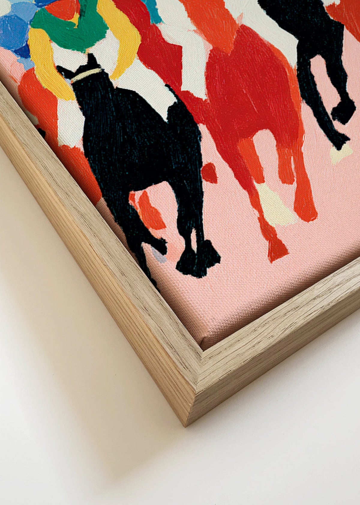 Arte desportiva: corrida de cavalos colorida
