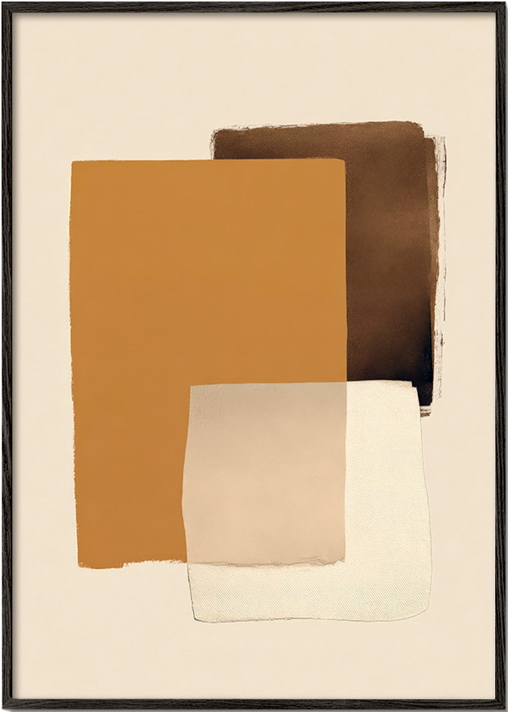 Quadro abstrato em camadas ocre
