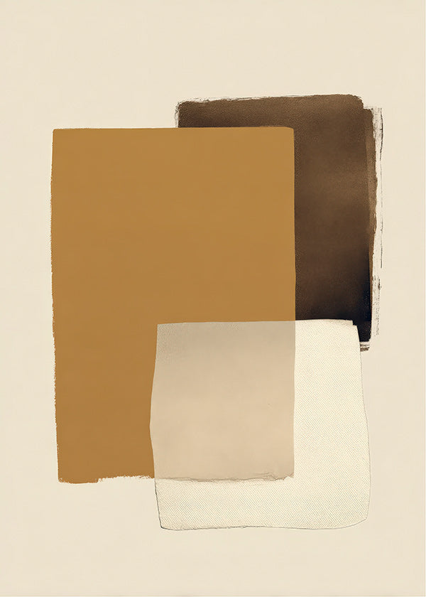 Quadro abstrato em camadas ocre