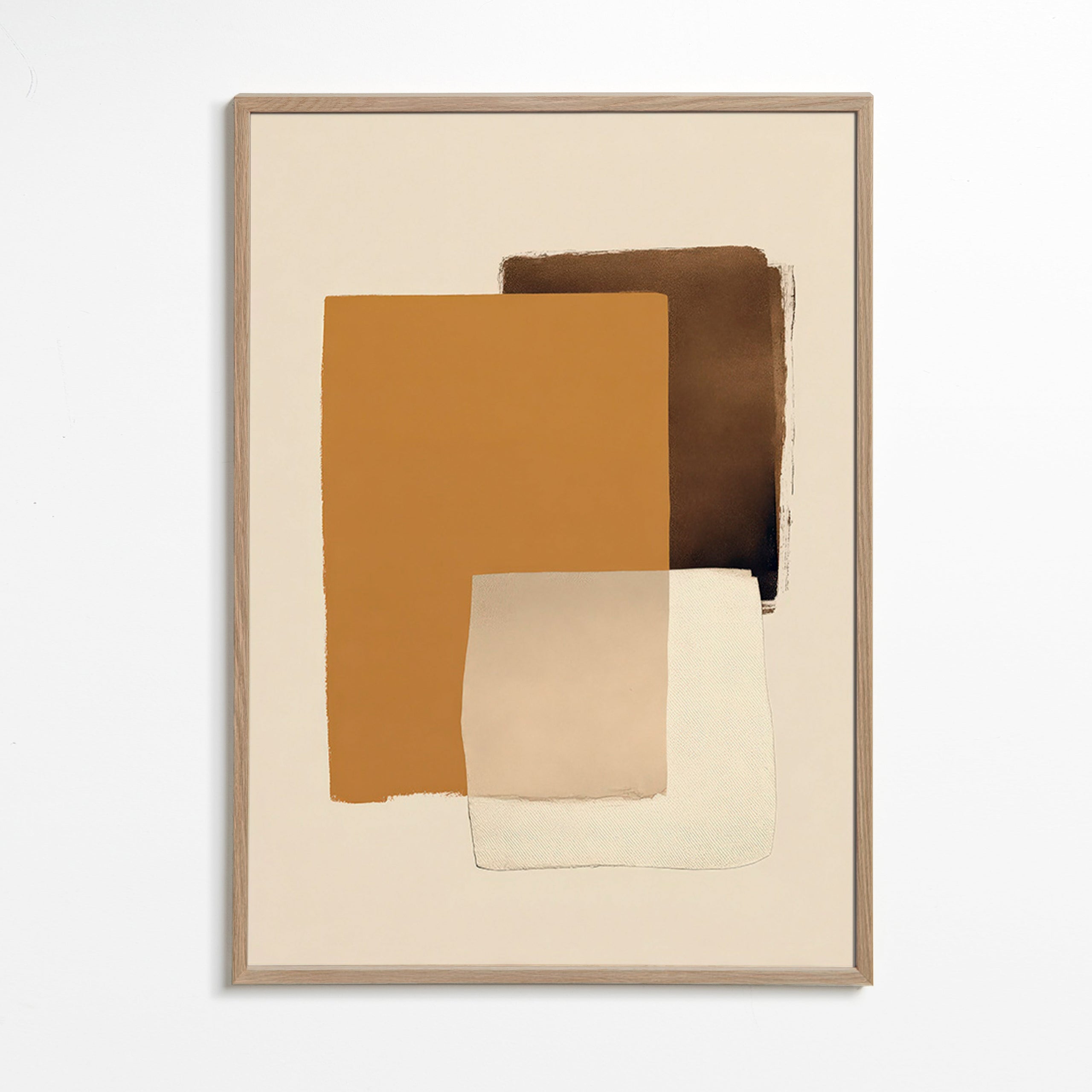 Quadro abstrato em camadas ocre