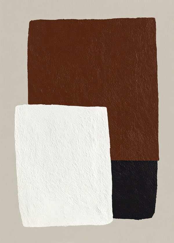 Design minimal com blocos castanho e branco