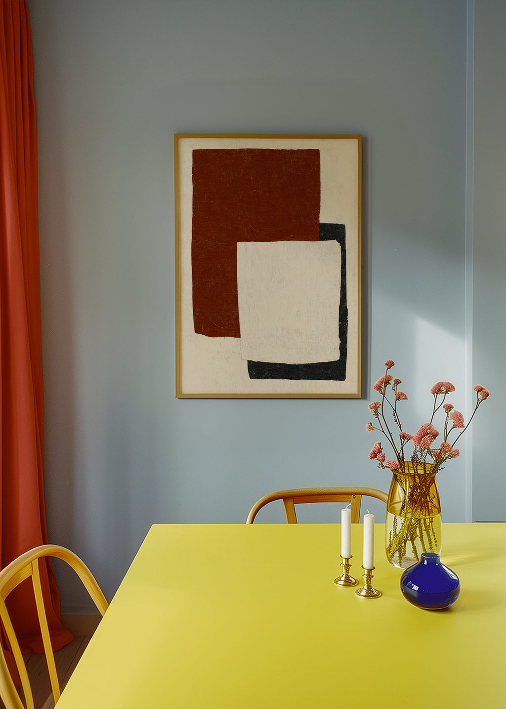 Quadro abstrato com blocos Rust