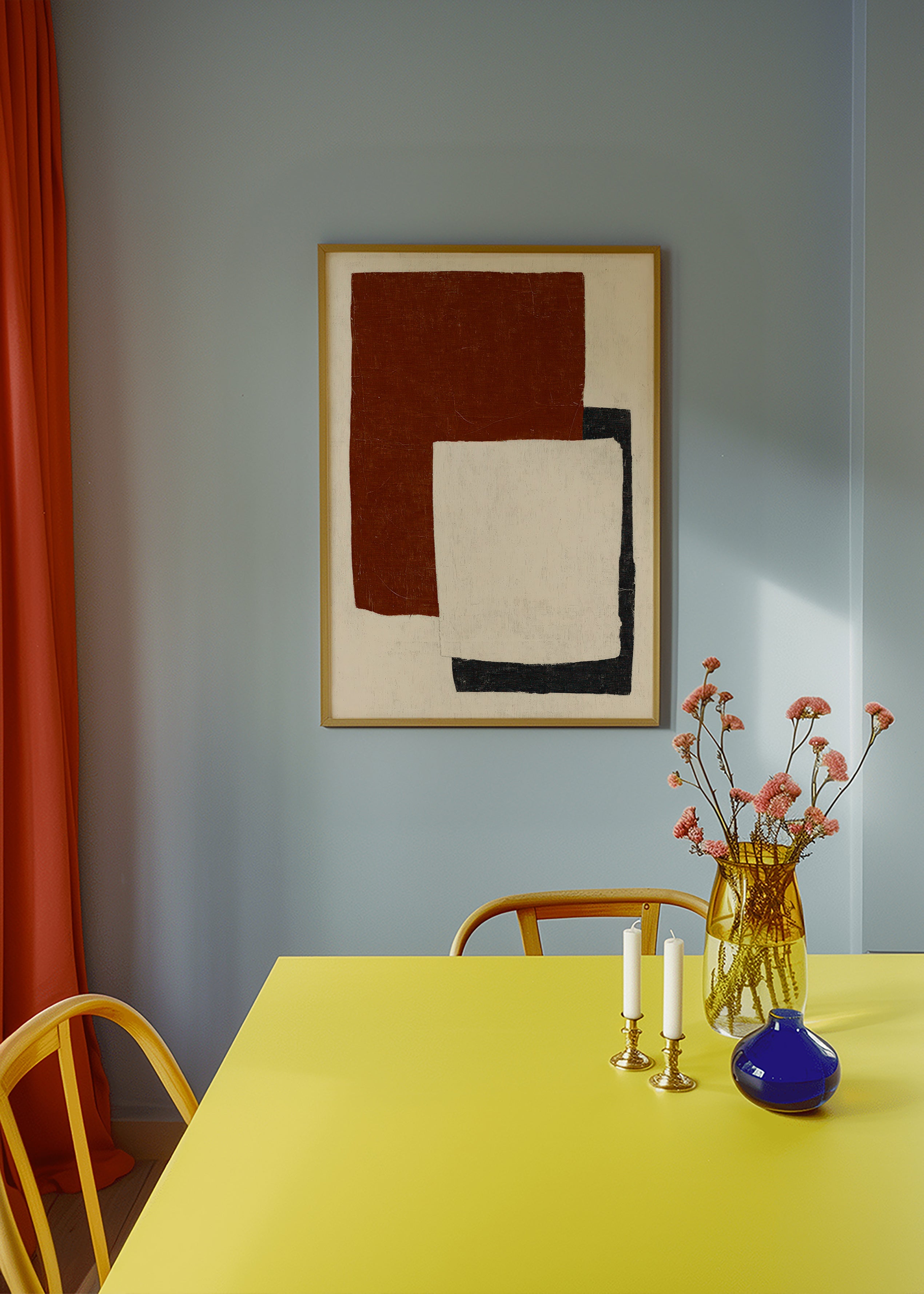 Quadro abstrato com blocos Rust