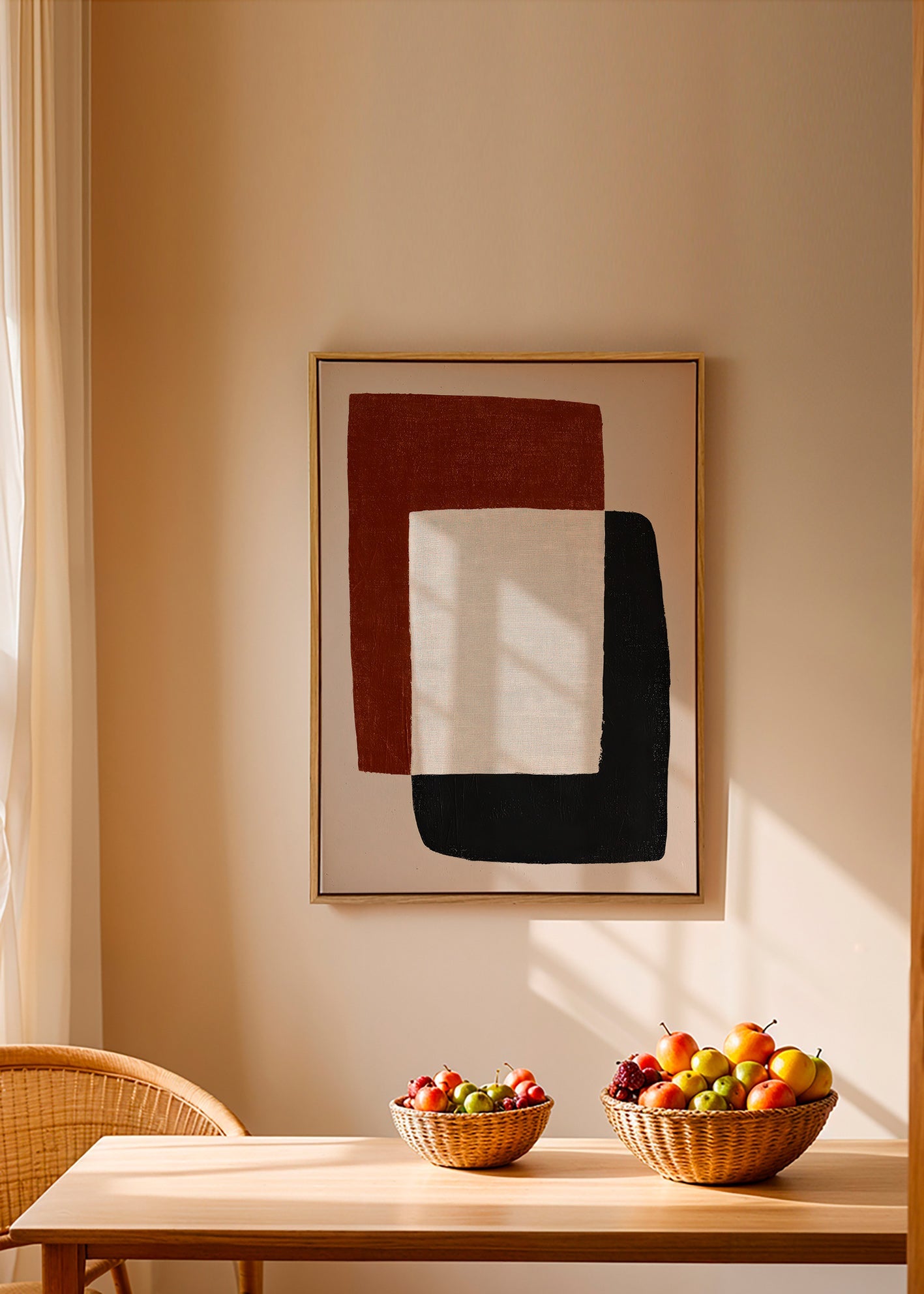Quadro minimalista com formas sobrepostas