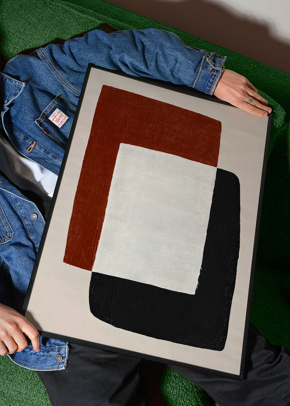 Quadro minimalista com formas sobrepostas