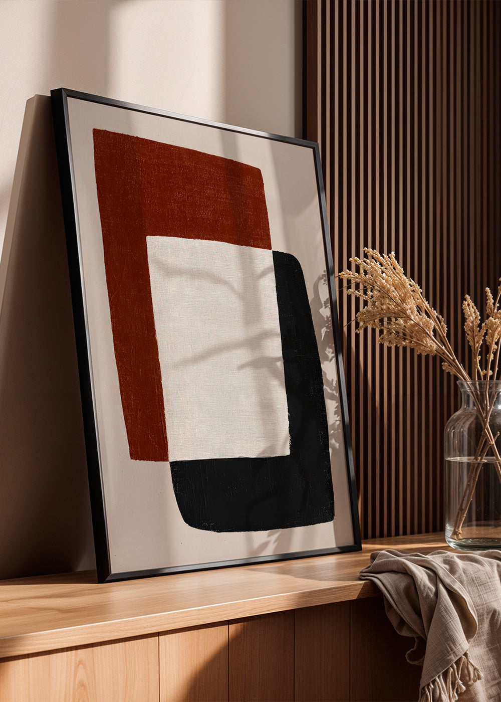 Quadro minimalista com formas sobrepostas