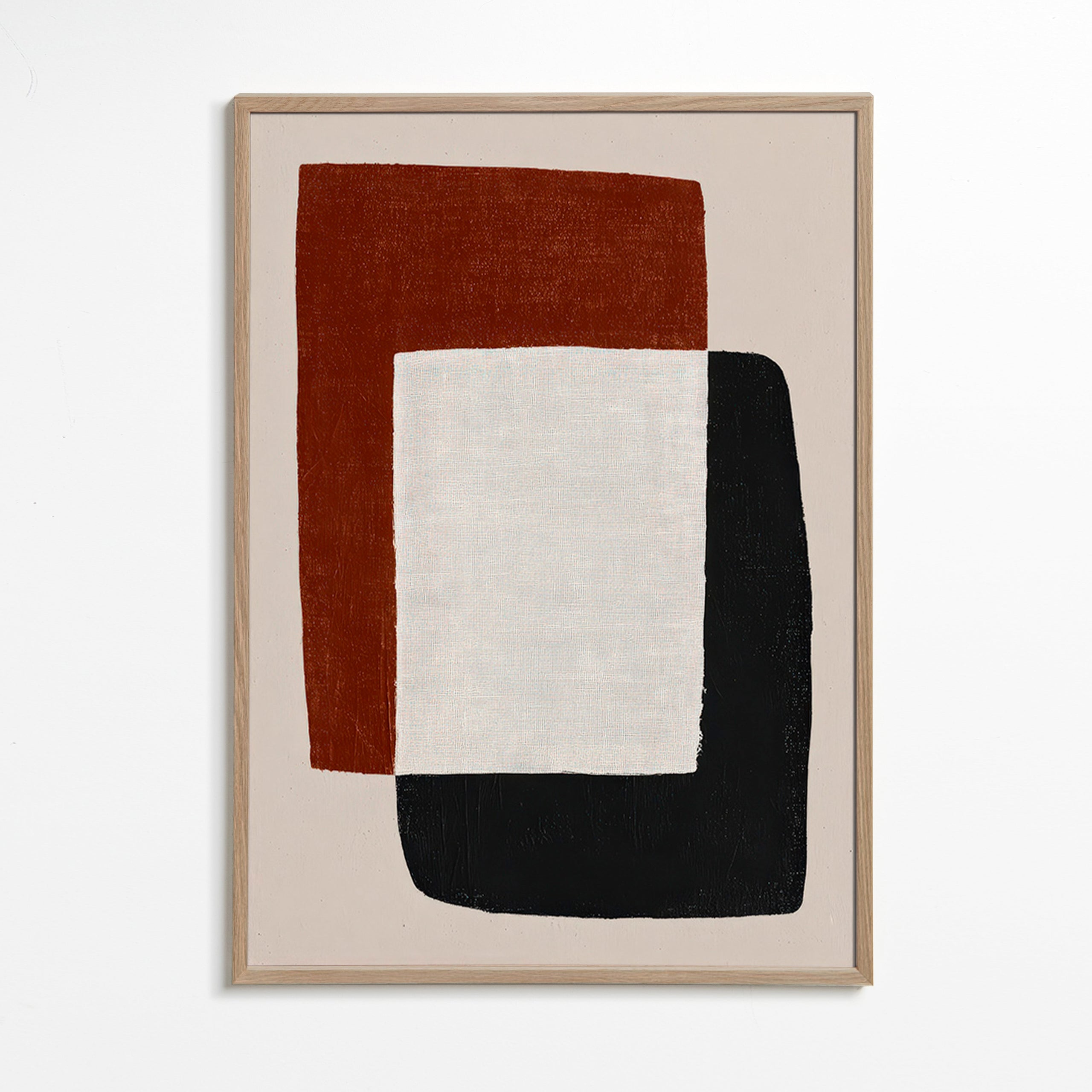 Quadro minimalista com formas sobrepostas
