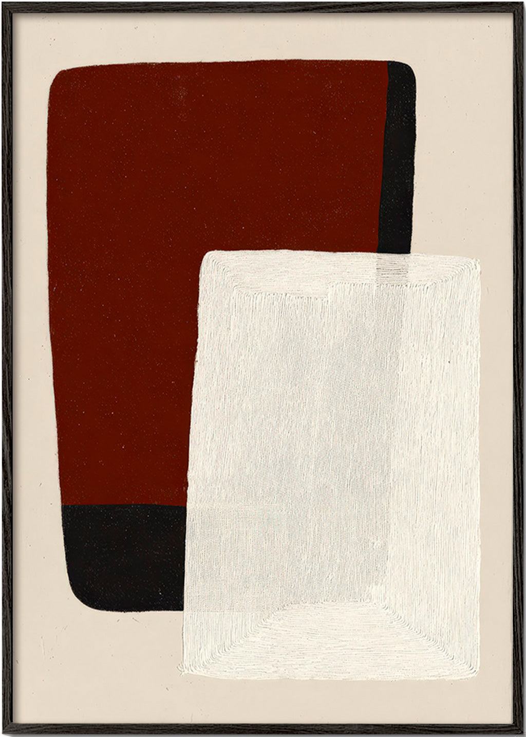 Quadro abstrato blocos terra e branco