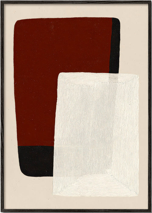 Quadro abstrato blocos terra e branco