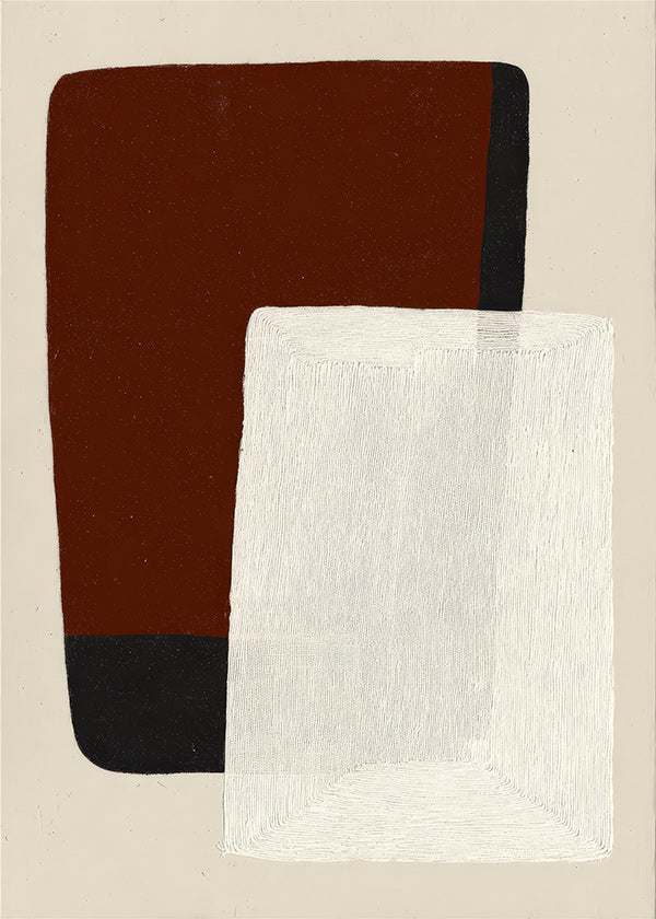 Quadro abstrato blocos terra e branco