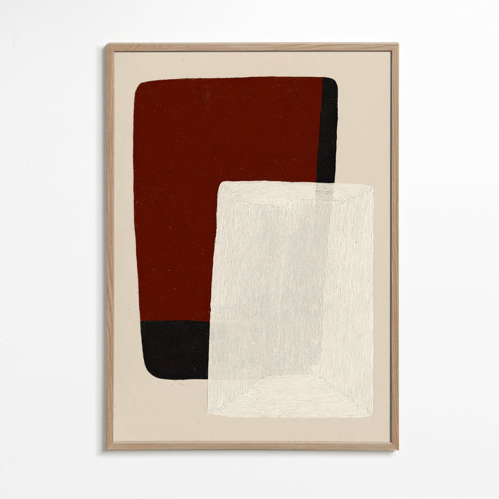 Quadro abstrato blocos terra e branco