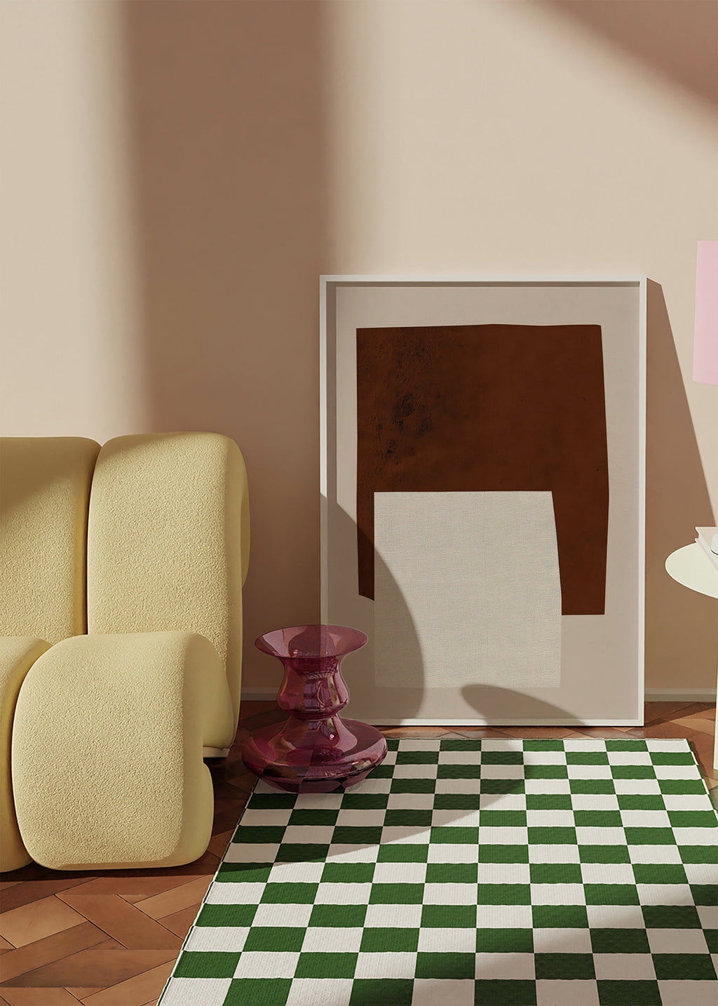Design minimalista com formas castanho e creme