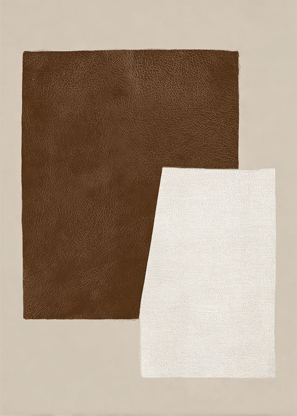 Quadro abstrato com texturas castanhas e creme