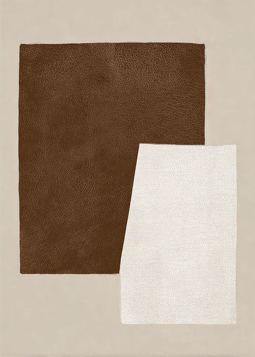 Quadro abstrato com texturas castanhas e creme