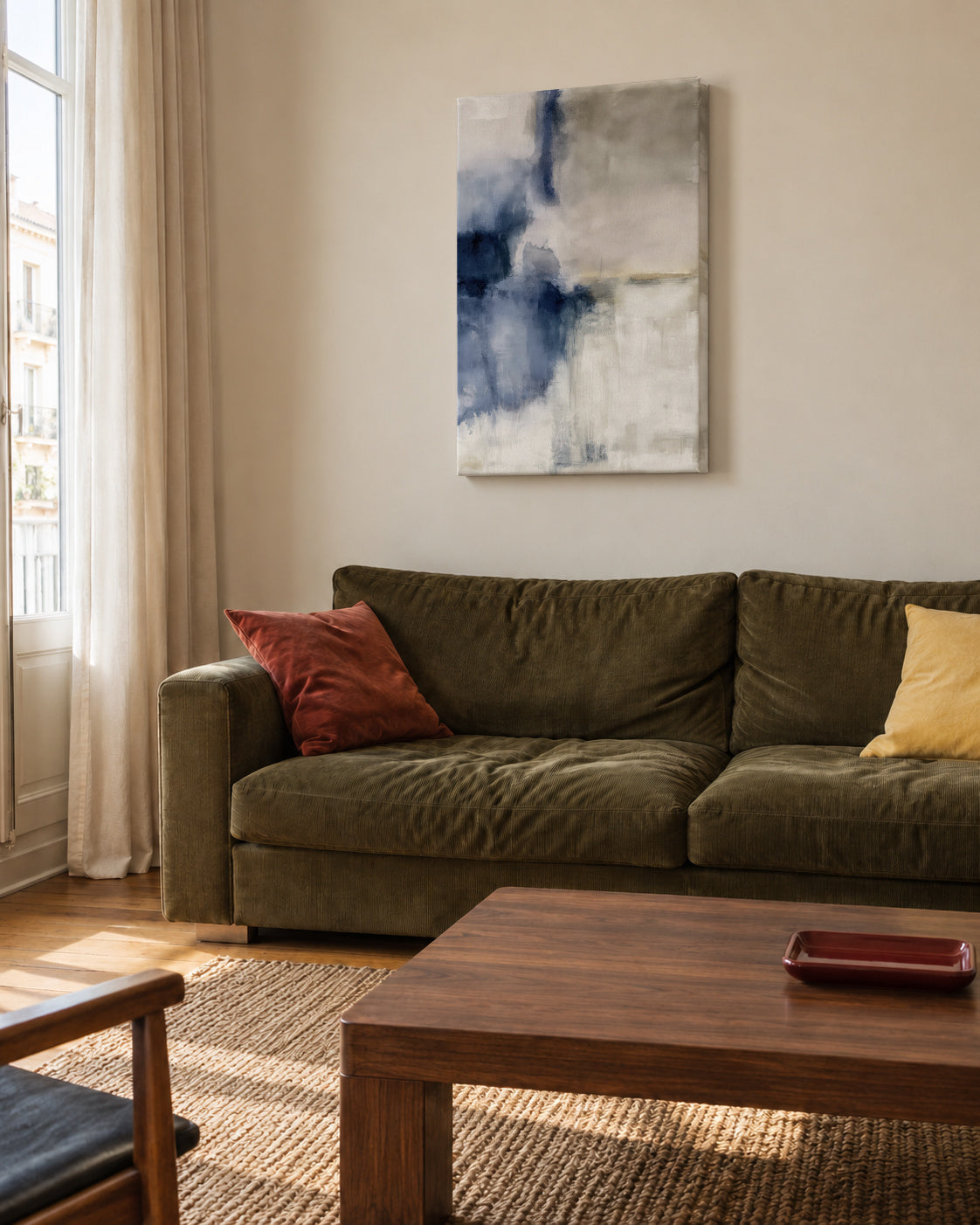Blue Mist - Unframed canvas in an interior
