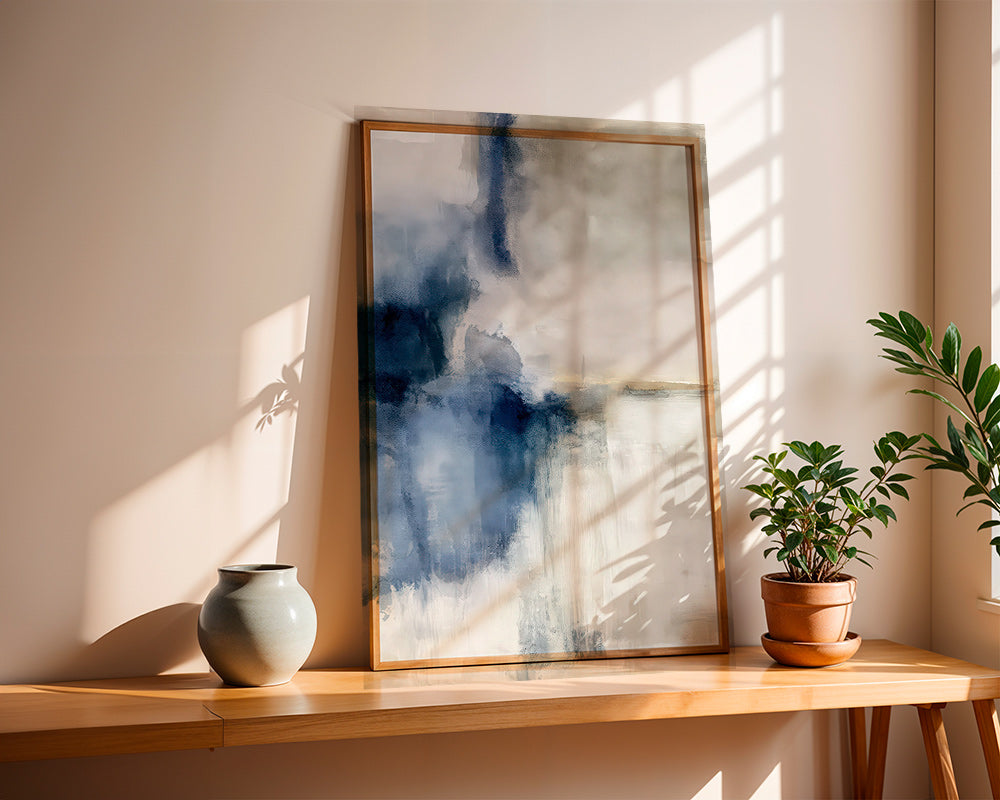 Quadro abstrato Névoa azul