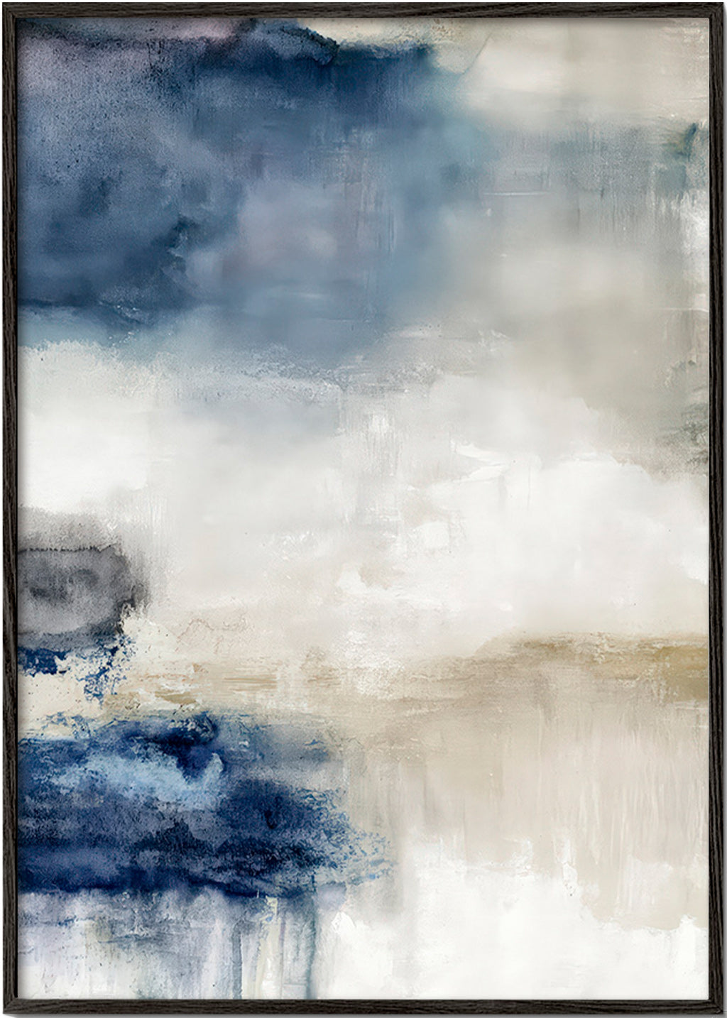 Quadro abstrato azul e bege