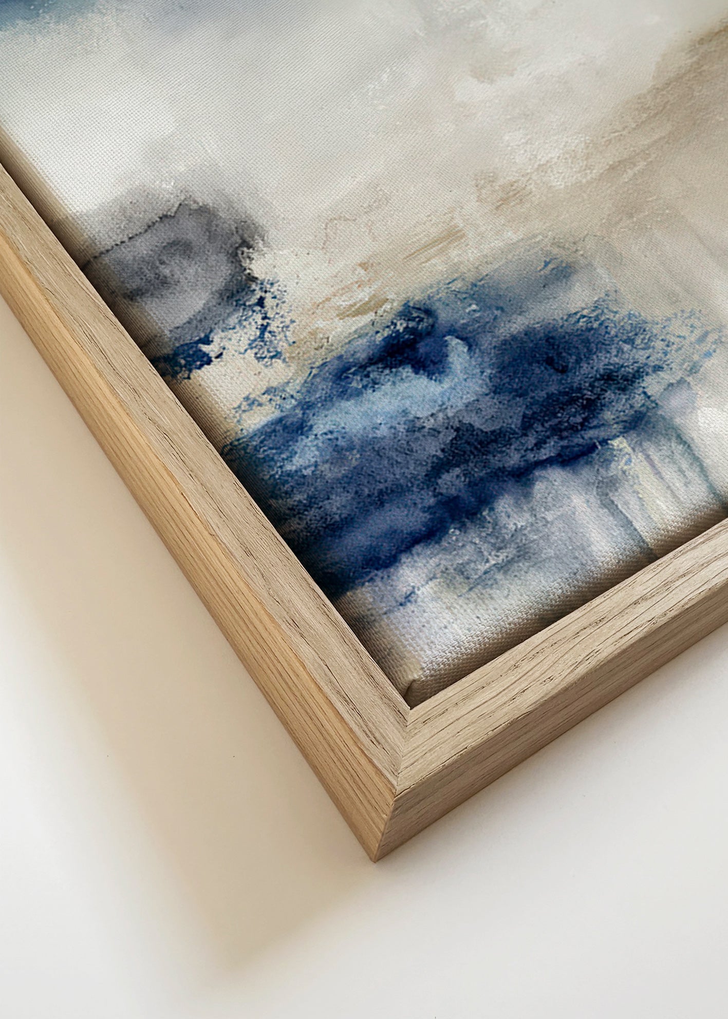 Quadro abstrato azul e bege