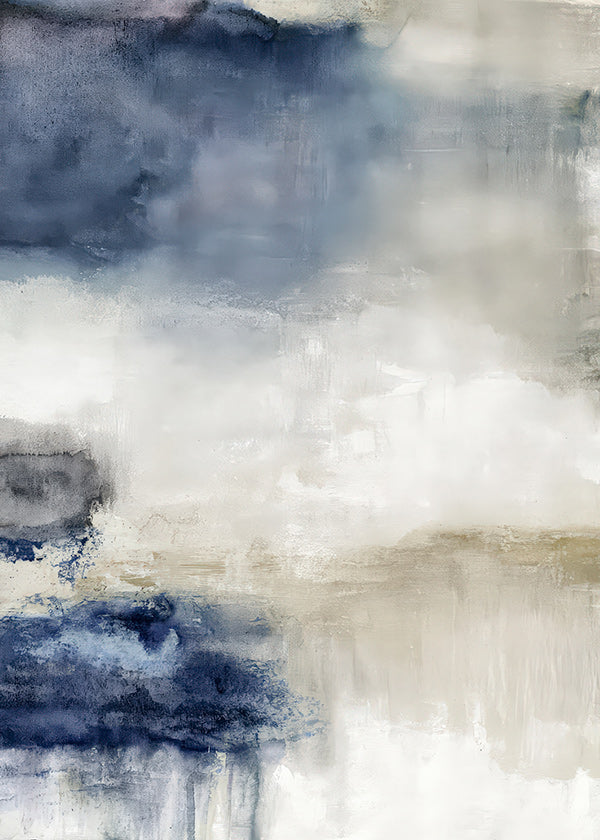 Quadro abstrato azul e bege