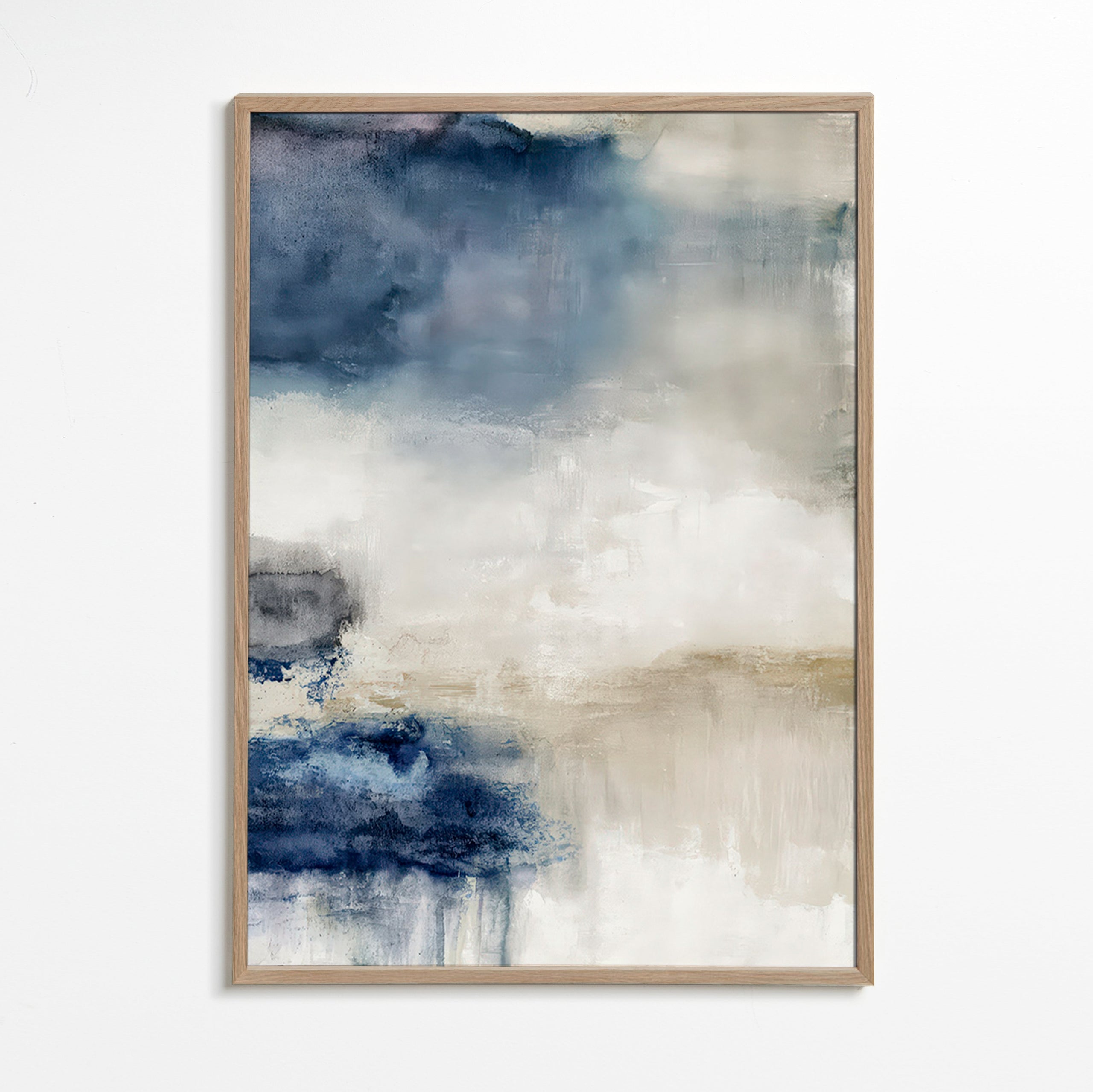 Quadro abstrato azul e bege