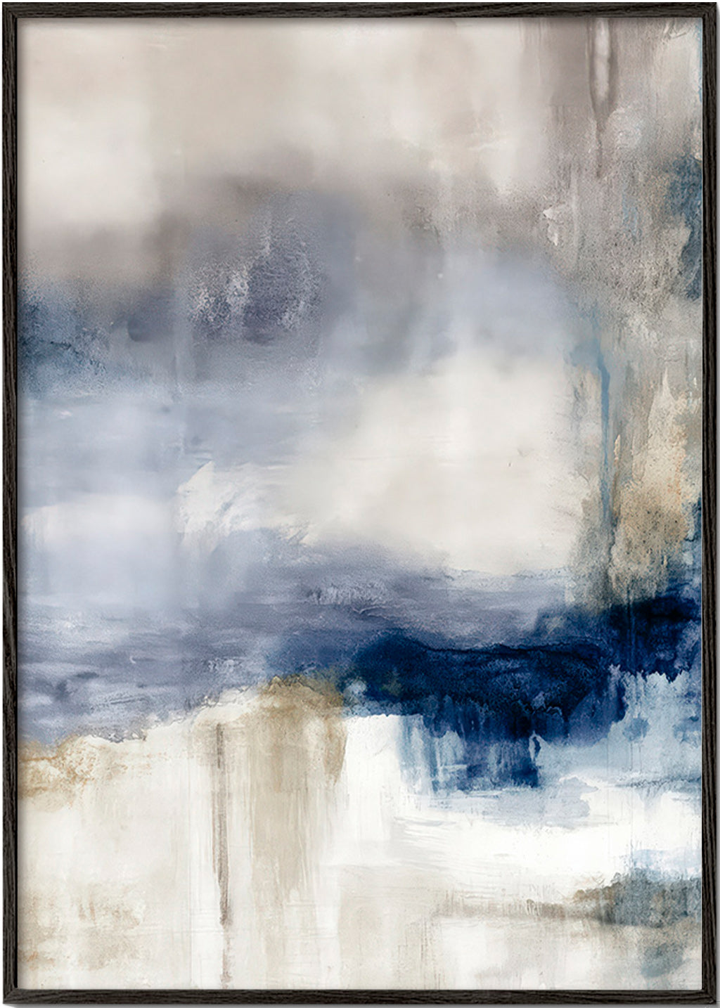 Arte abstrata azul e bege com textura suave