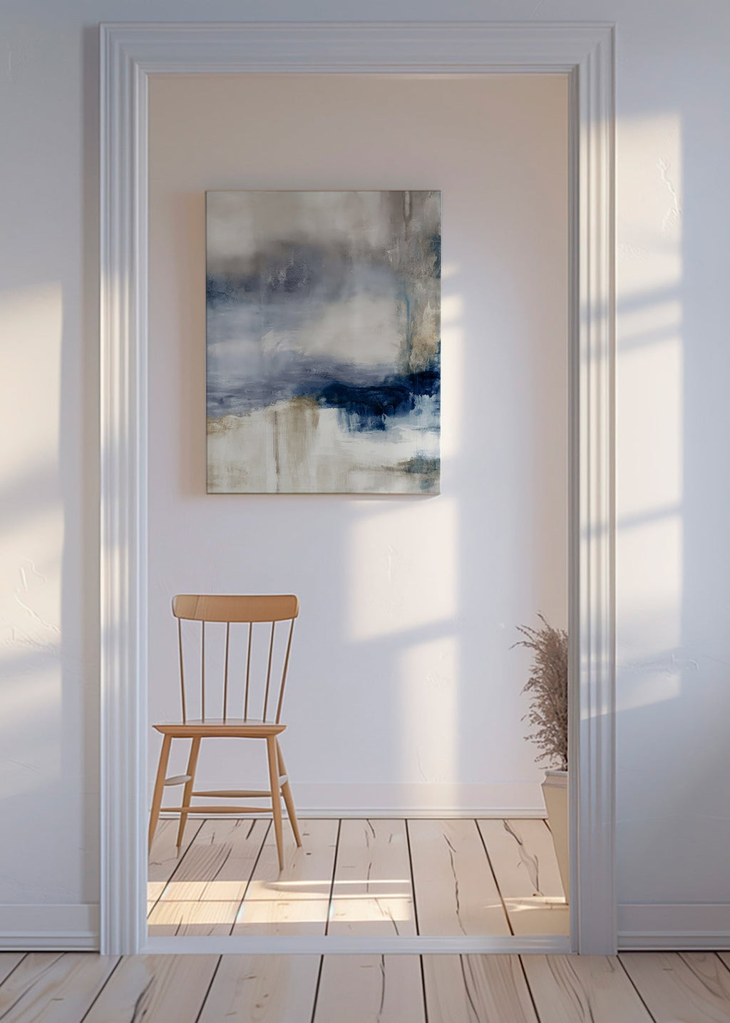 Arte abstrata azul e bege com textura suave