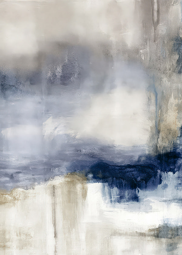 Arte abstrata azul e bege com textura suave