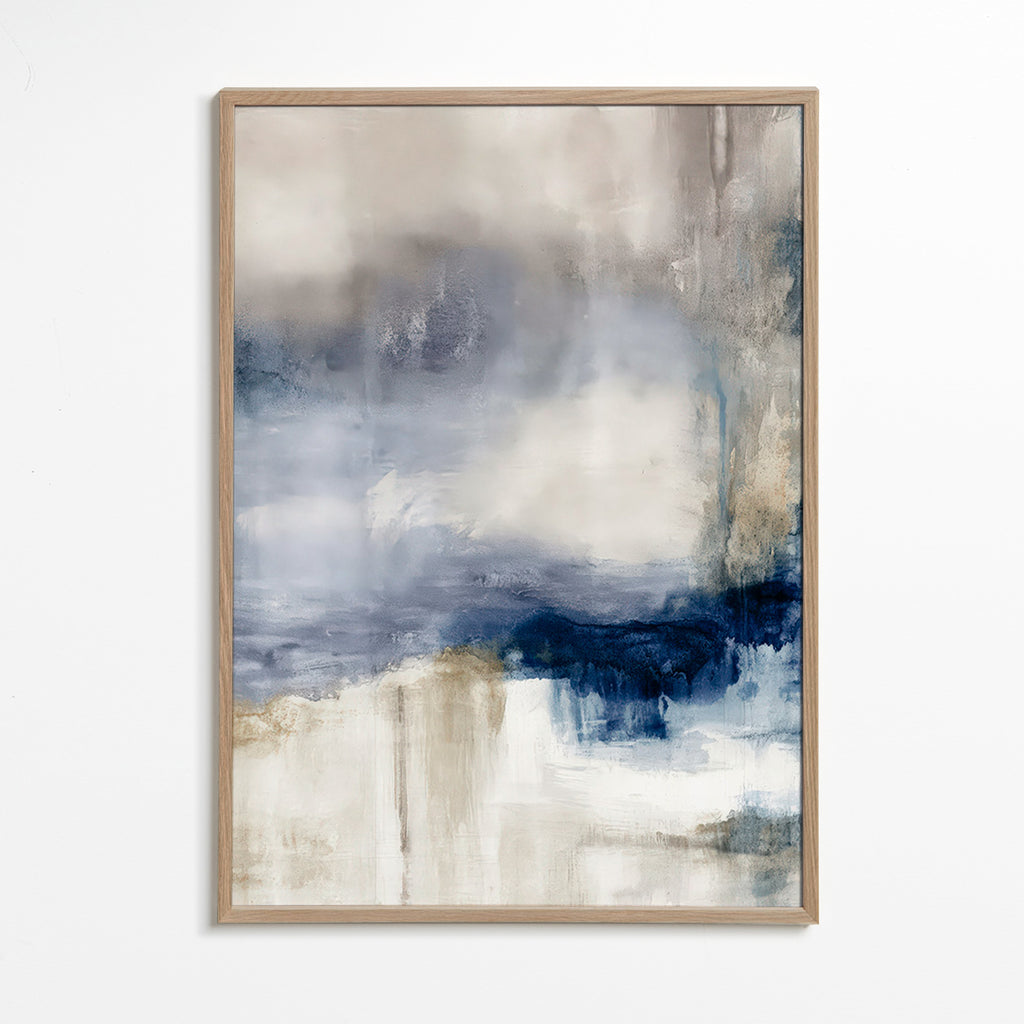 Arte abstrata azul e bege com textura suave