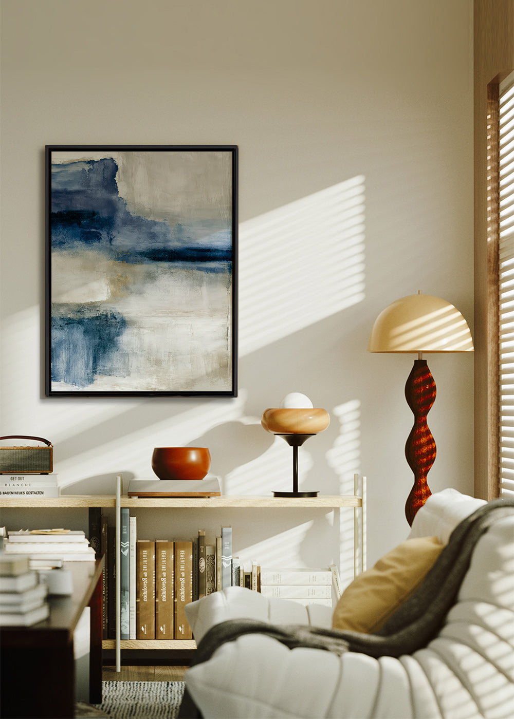 Arte abstrata: lago enevoado