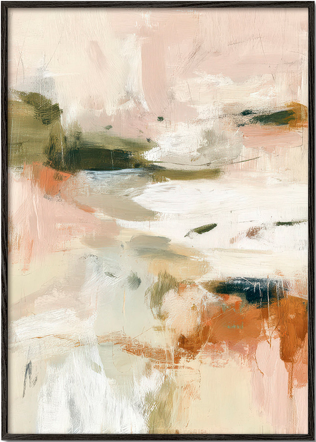 Quadro de paisagem abstrata tons terrosos