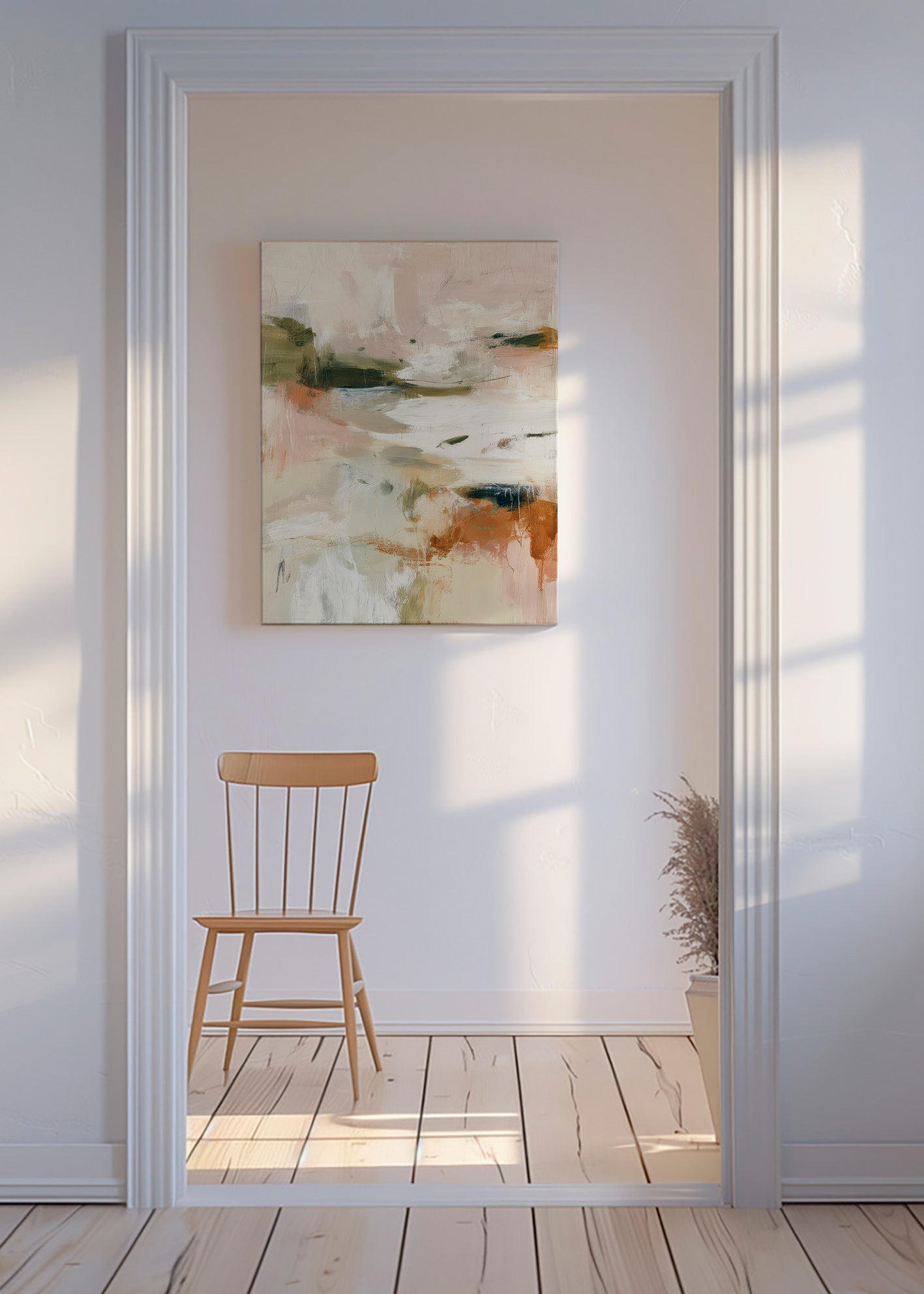 Quadro de paisagem abstrata tons terrosos