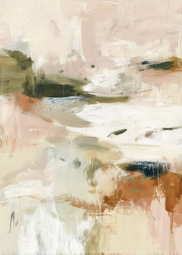 Quadro de paisagem abstrata tons terrosos