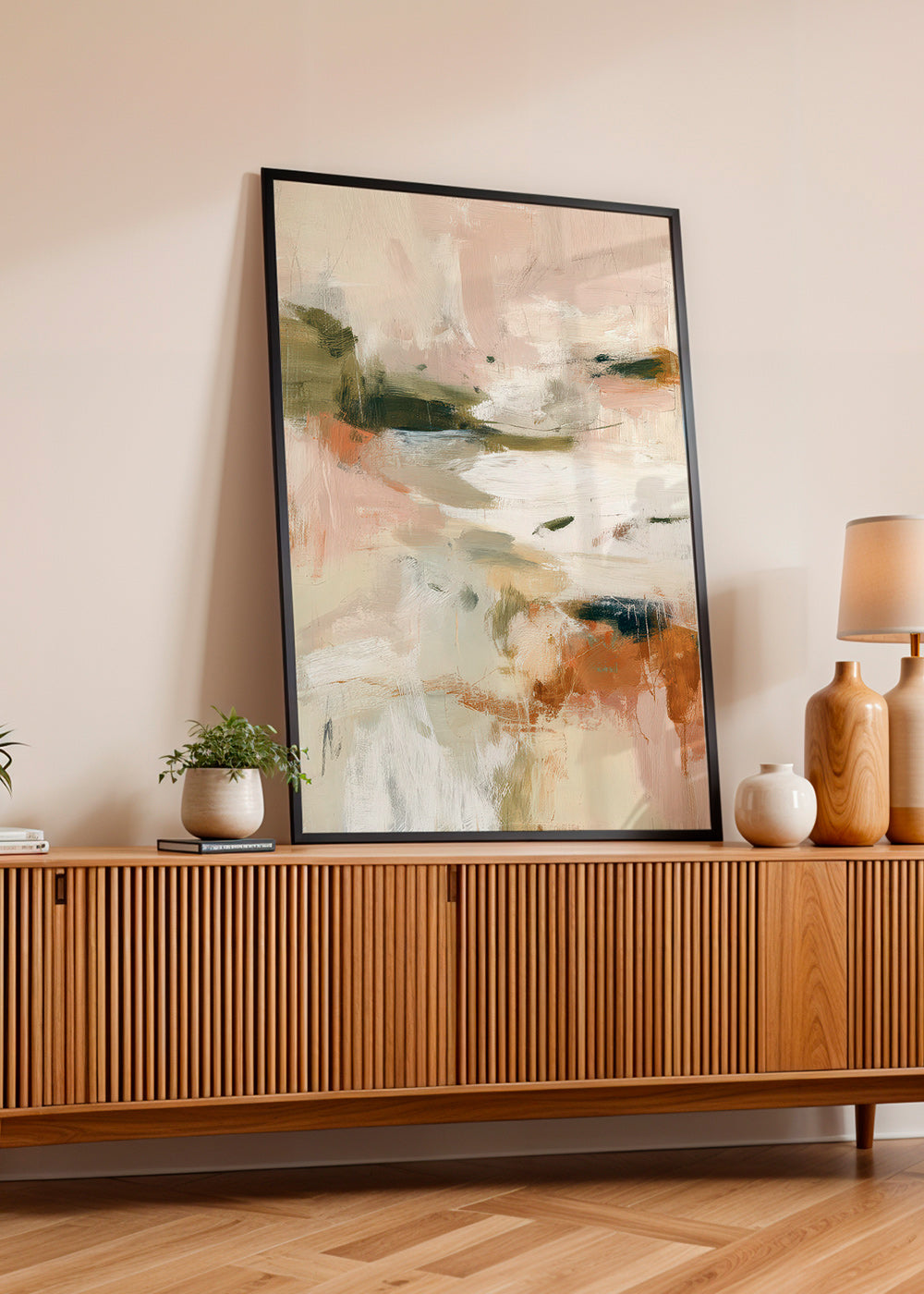 Quadro de paisagem abstrata tons terrosos