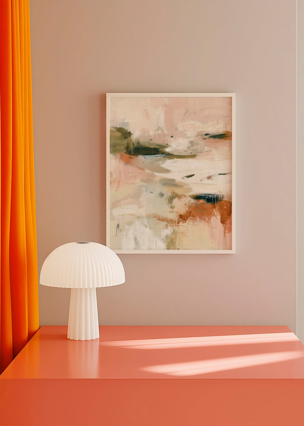 Quadro de paisagem abstrata tons terrosos