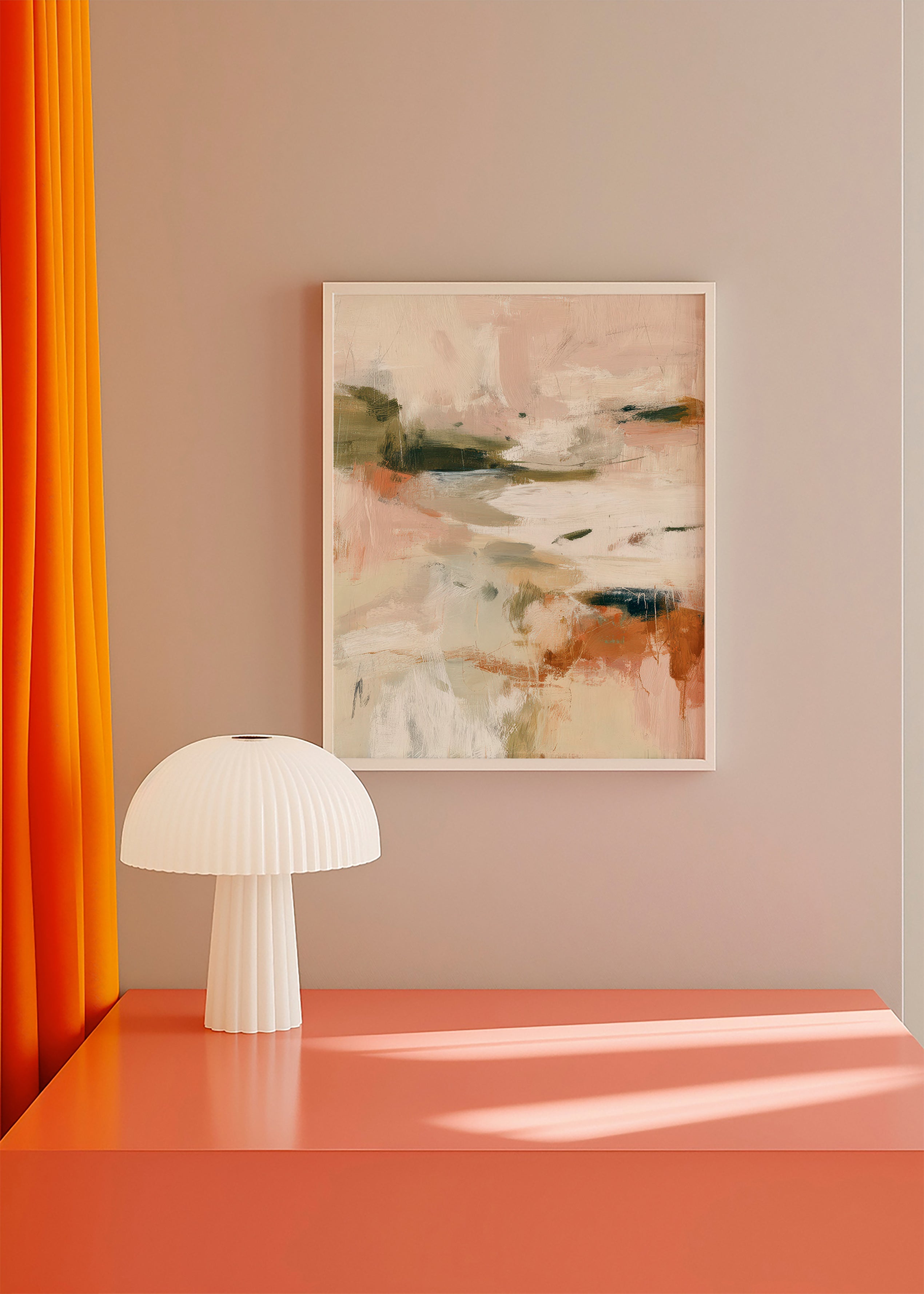 Quadro de paisagem abstrata tons terrosos