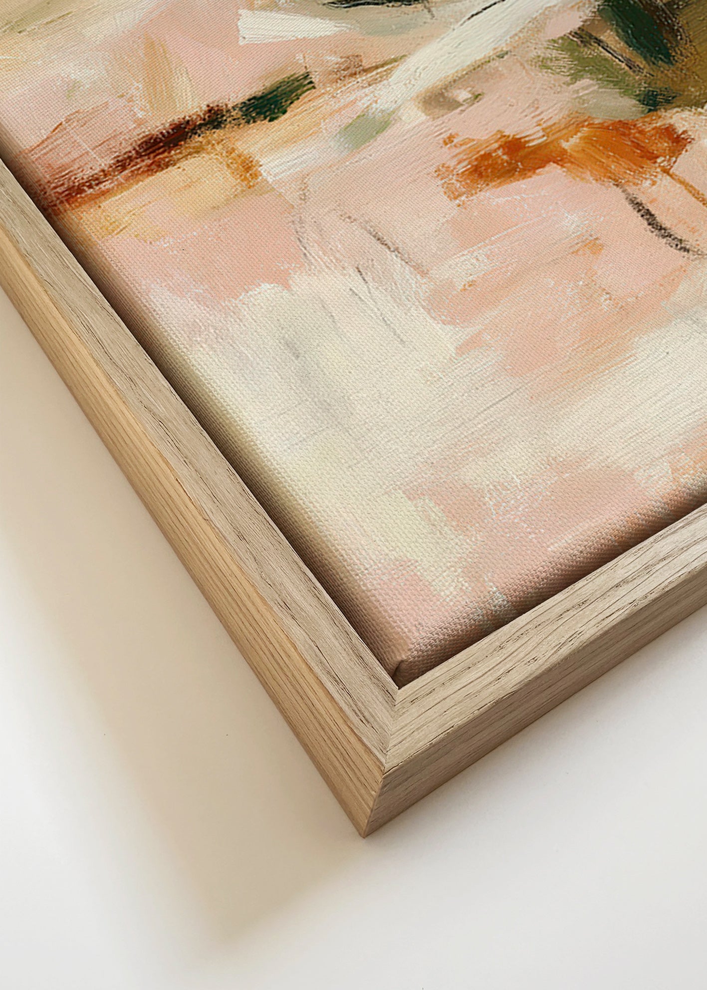 Quadro abstrato pétalas suaves e gesto pictórico