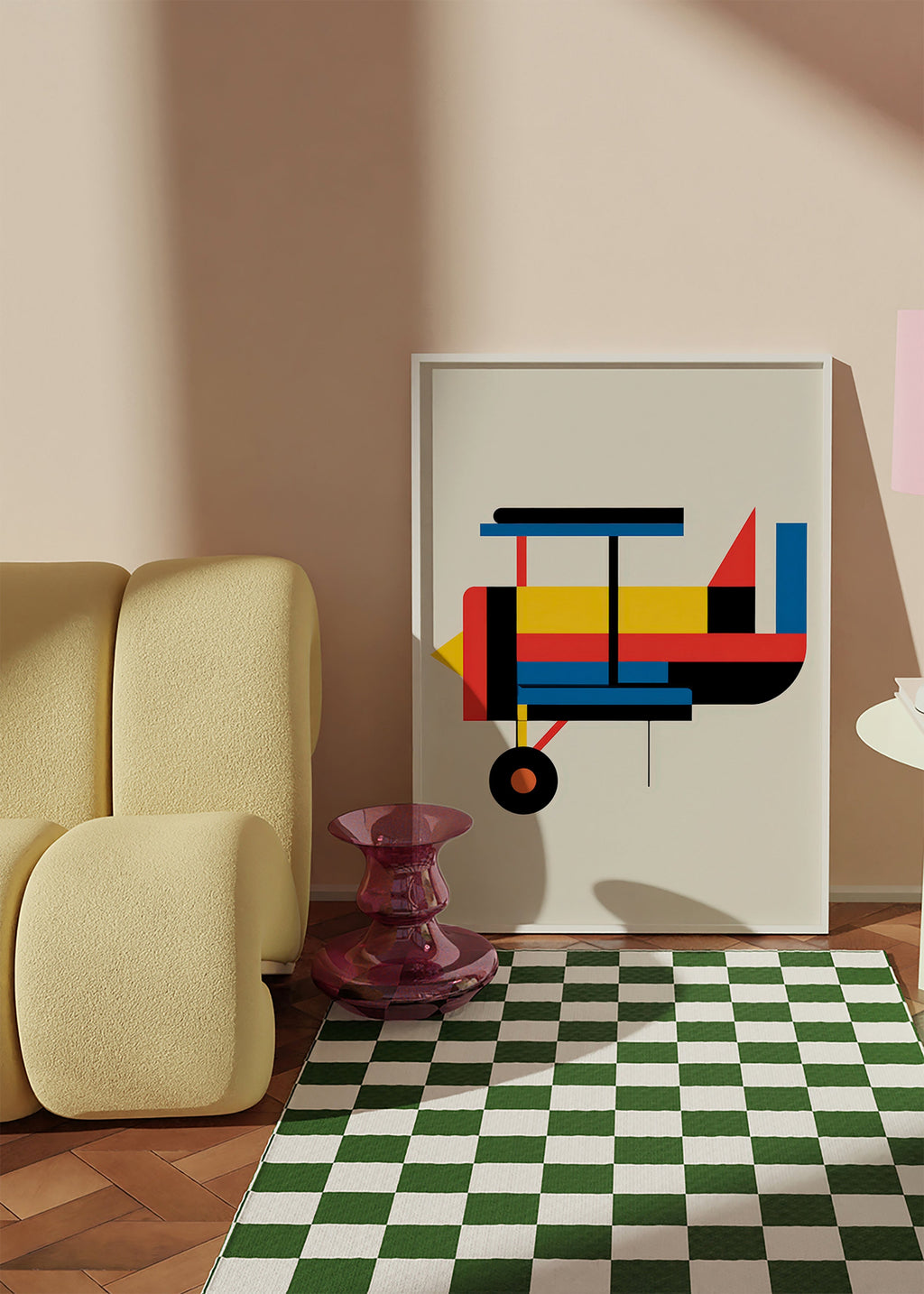 Poster geométrico biplano estilizado
