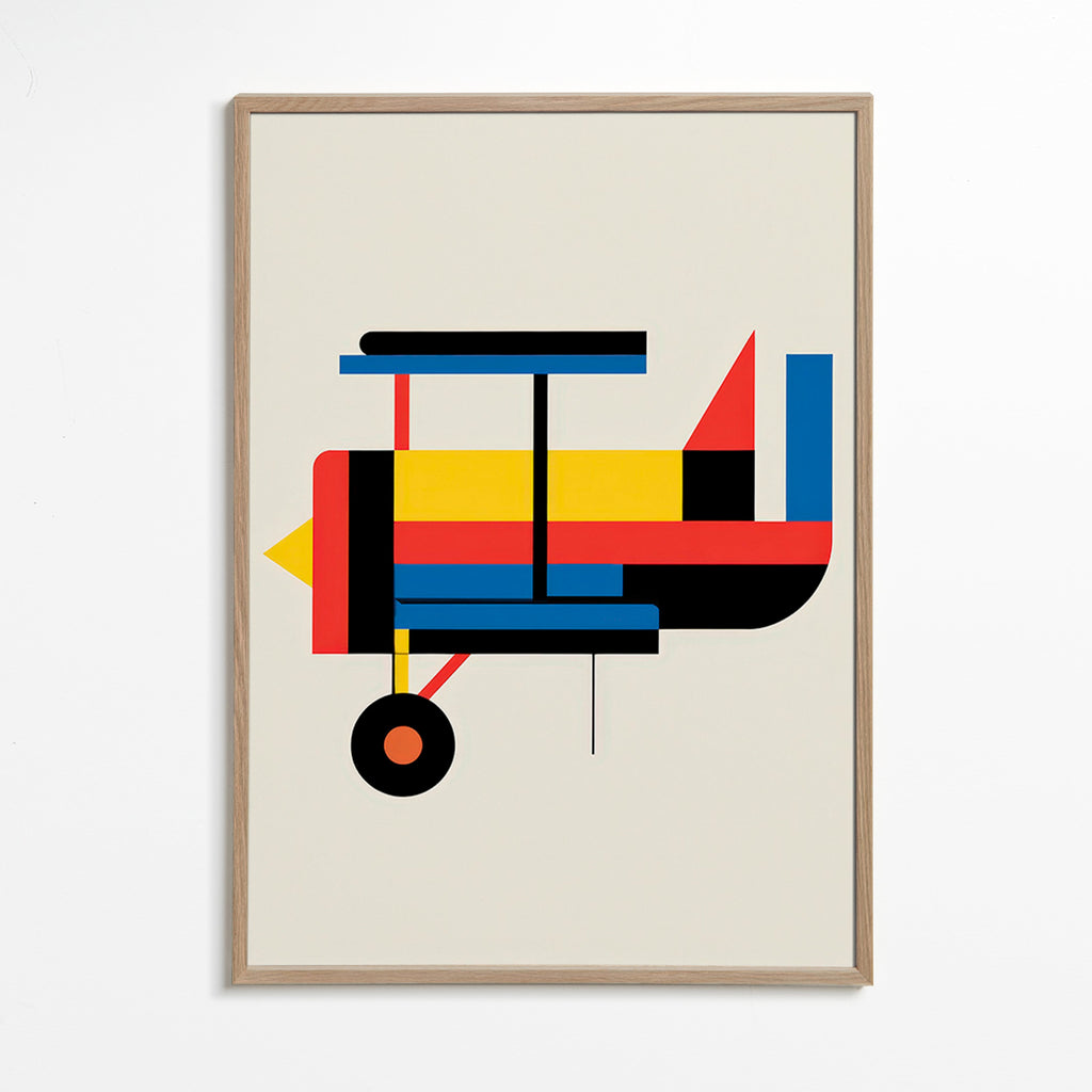 Poster geométrico biplano estilizado