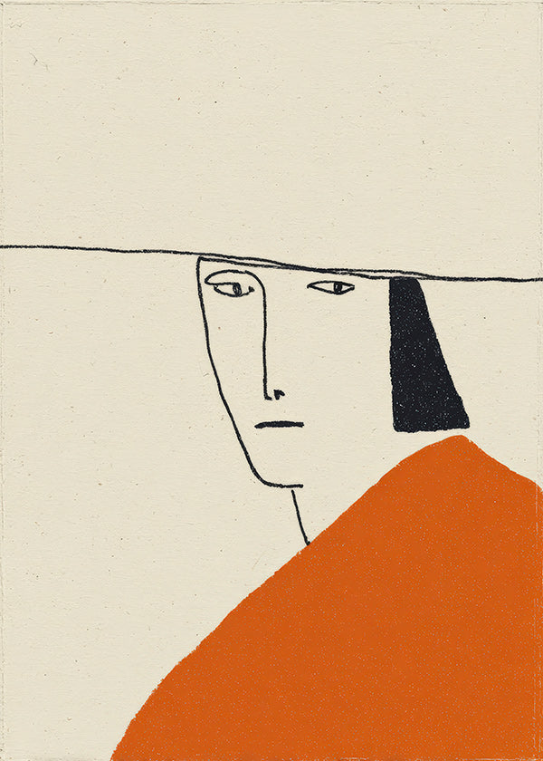 Ilustração minimal com capa laranja
