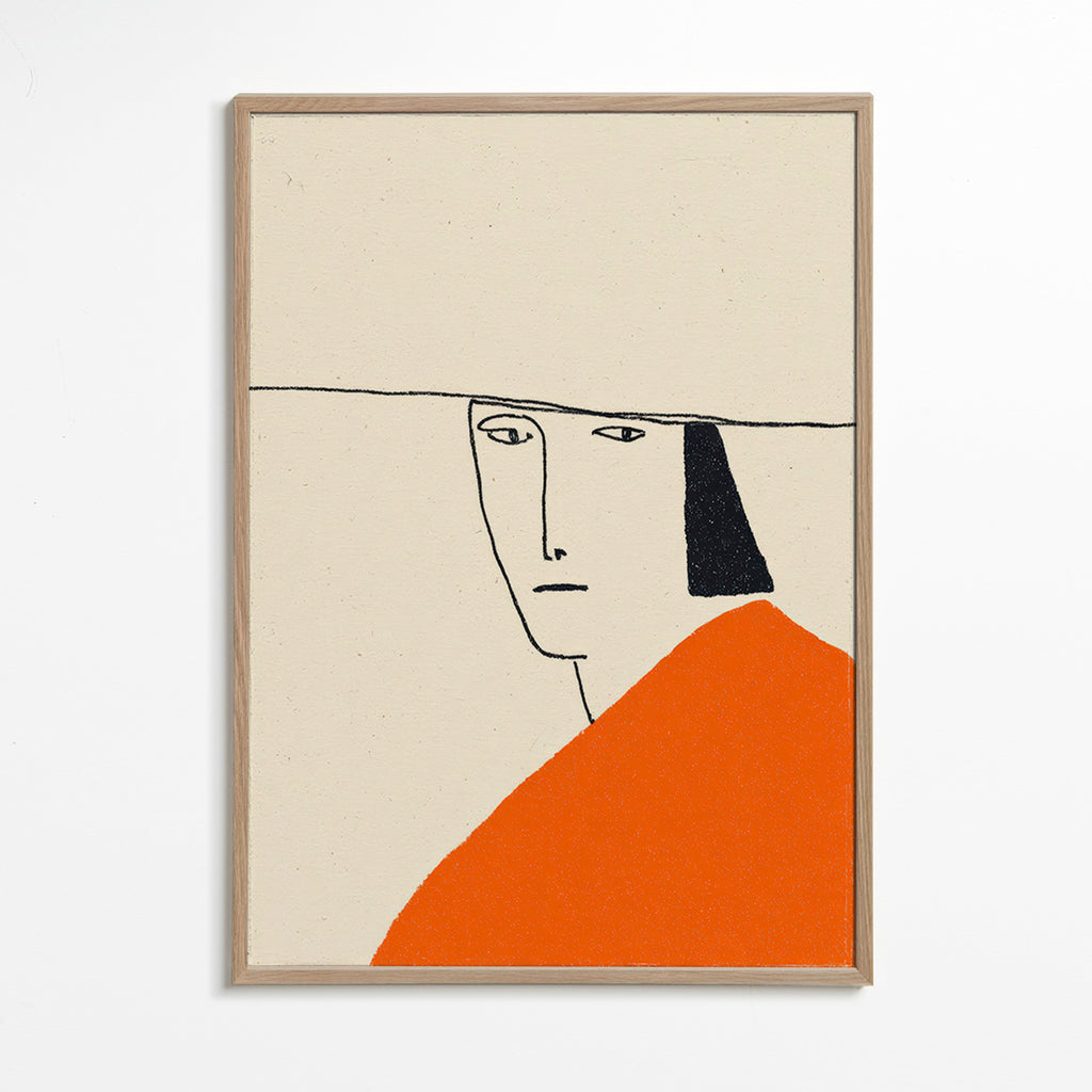Ilustração minimal com capa laranja
